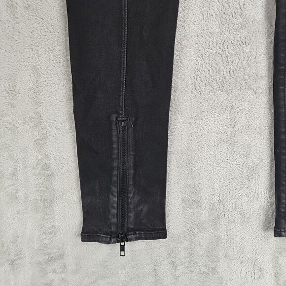 Rag & Bone Jeans Womens Size 26 Coated Black Skinny Ankle Zip Pintuck Stretch - Picture 11 of 11